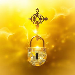 An abstract representation of unlocking memories, featuring vibrant yellow tones