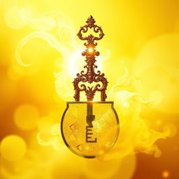 An abstract representation of unlocking memories, featuring vibrant yellow tones