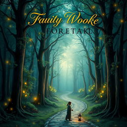 A captivating book cover design featuring a mystical forest with towering trees and glowing fireflies