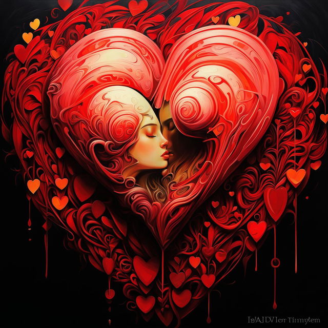 Valentines Hearts, intricate digital oil painting