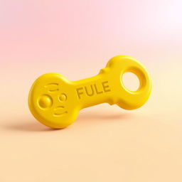 A whimsical, cartoonish yellow key with rounded tips, designed to look friendly and inviting