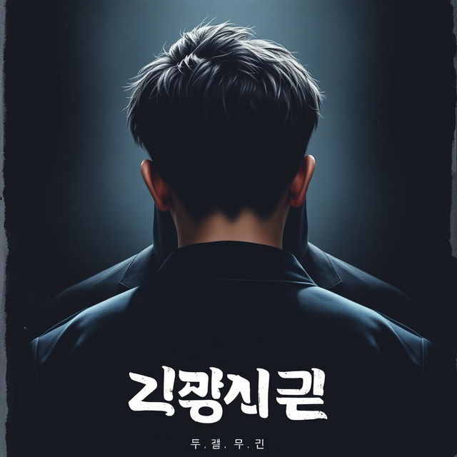 A dramatic poster featuring a 17-year-old male with Korean-style haircut, viewed from behind to obscure his face, creating an aura of mystery