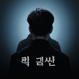 Create a plain poster without any text featuring a 17-year-old male with a Korean hairstyle, facing away from the viewer
