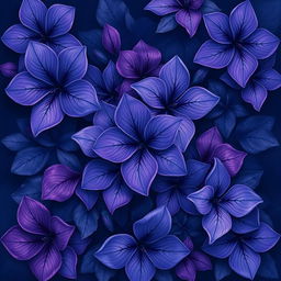 A stunning cover design featuring dark blue and purple flowers intertwined in a beautiful pattern