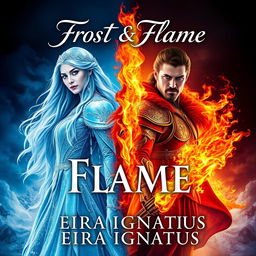 A captivating book cover design for the title "Frost & Flame" by Eira Ignatius