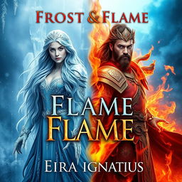 A captivating book cover design for the title "Frost & Flame" by Eira Ignatius
