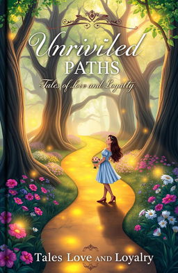 A beautifully illustrated book cover for a novel titled 'Unveiled Paths - Tales of Love and Loyalty'