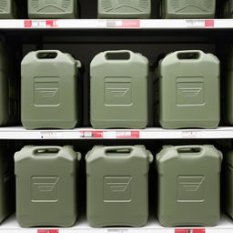 3 10-liter jerry cans in store room