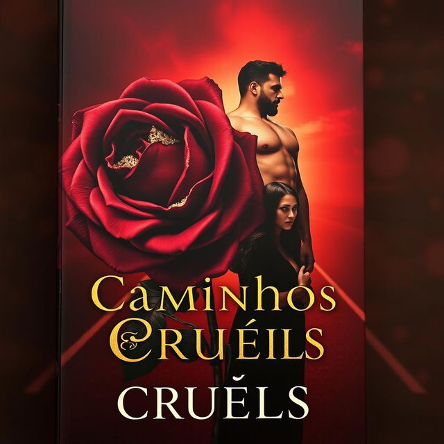 A captivating dark romance book cover showcasing a prominent black rose adorned with intricate golden details