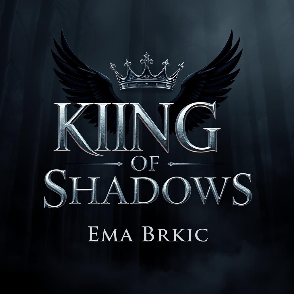 A striking design featuring the title 'King of Shadows' in bold metallic letters that shimmer against a dark background