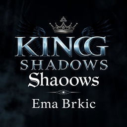 A striking design featuring the title 'King of Shadows' in bold metallic letters that shimmer against a dark background