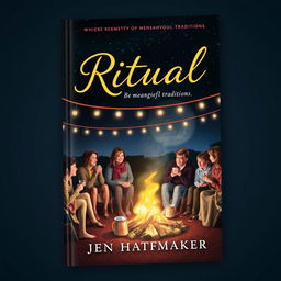 A captivating book cover design for 'Ritual' by Jen Hatmaker, featuring an enchanting scene that highlights the beauty of meaningful traditions