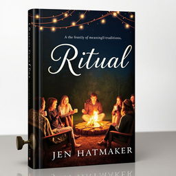 A captivating book cover design for 'Ritual' by Jen Hatmaker, featuring an enchanting scene that highlights the beauty of meaningful traditions