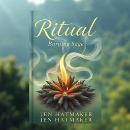 A mystical and captivating book cover design for 'Ritual: Burning Sage' by Jen Hatmaker