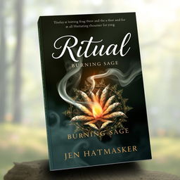 A mystical and captivating book cover design for 'Ritual: Burning Sage' by Jen Hatmaker