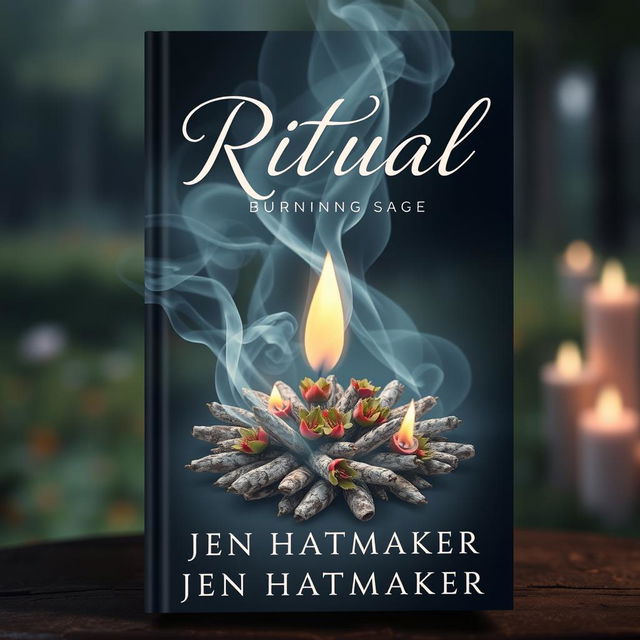 A mystical and captivating book cover design for 'Ritual: Burning Sage' by Jen Hatmaker