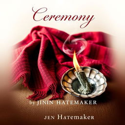 A captivating book cover design for 'Ceremony' by Jen Hatmaker, blending the themes of rebozos and burning sage