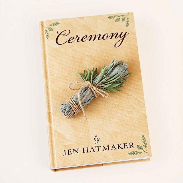 A beautifully designed book cover for 'Ceremony' by Jen Hatmaker, featuring a prominent and artistic representation of a sage bundle