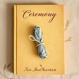 A beautifully designed book cover for 'Ceremony' by Jen Hatmaker, featuring a prominent and artistic representation of a sage bundle