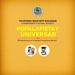 Design a cover for the revitalization of POLITEKNIK Negeri Media Kreatif PSDKU Makassar into an independent vocational university (PTN Vokasi Mandiri)