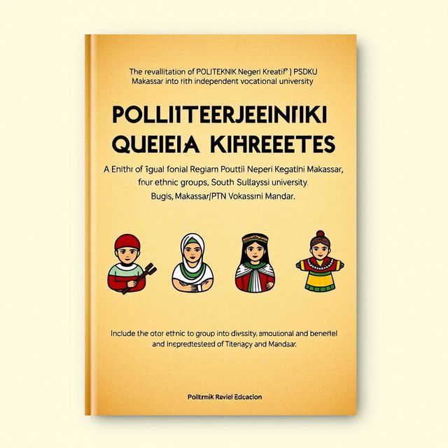 Design a cover for the revitalization of POLITEKNIK Negeri Media Kreatif PSDKU Makassar into an independent vocational university (PTN Vokasi Mandiri)