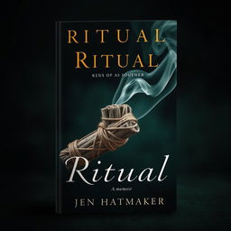 A captivating book cover design for 'Ritual: A Memoir' by Jen Hatmaker, featuring a smoking sage bundle intricately wrapped in twine