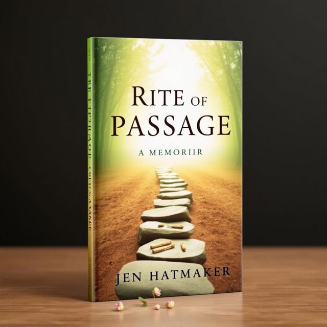 A stunning book cover design for 'Rite of Passage: A Memoir' by Jen Hatmaker, featuring a symbolic representation of personal growth and transformation