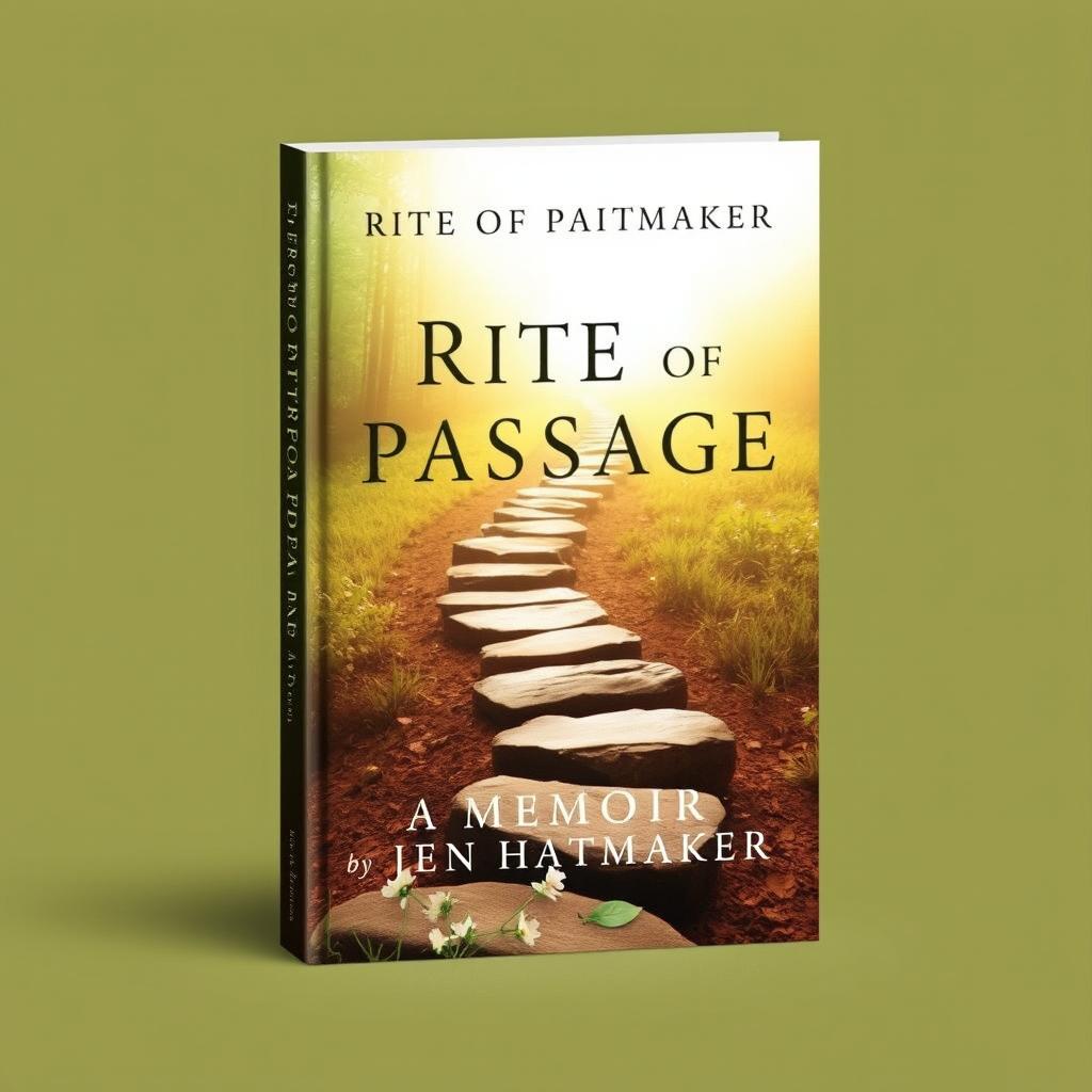 A stunning book cover design for 'Rite of Passage: A Memoir' by Jen Hatmaker, featuring a symbolic representation of personal growth and transformation