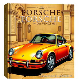 A book cover design featuring a classic Porsche 911, illustrated in a Da Vinci style