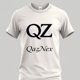 A stylish T-shirt design featuring the letters Q and Z seamlessly interconnected into a unique logo