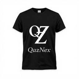 A stylish T-shirt design featuring the letters Q and Z seamlessly interconnected into a unique logo