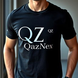 A stylish T-shirt design featuring the letters Q and Z seamlessly interconnected into a unique logo