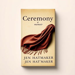 A striking book cover design for 'Ceremony: A Memoir' by Jen Hatmaker, featuring a bone closing rebozo, which is an intricately woven shawl used in traditional ceremonies