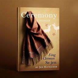 A striking book cover design for 'Ceremony: A Memoir' by Jen Hatmaker, featuring a bone closing rebozo, which is an intricately woven shawl used in traditional ceremonies