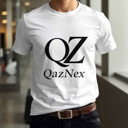 A fashionable T-shirt design showcasing the letters Q and Z artistically fused together into a single, elegant logo