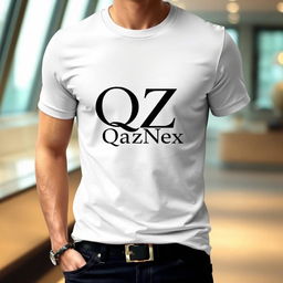 A fashionable T-shirt design showcasing the letters Q and Z artistically fused together into a single, elegant logo