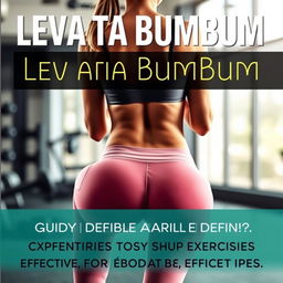 A vibrant and inspiring digital image for an eBook cover featuring a woman from the back in a squat pose, highlighting her toned glutes