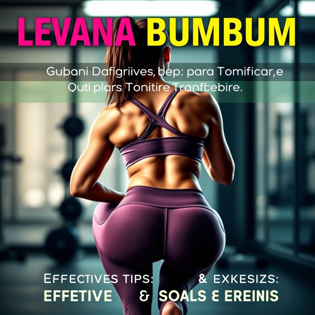 A vibrant and inspiring digital image for an eBook cover featuring a woman from the back in a squat pose, highlighting her toned glutes