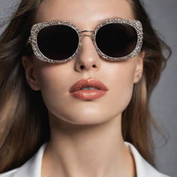 Close-up editorial photograph of 90s inspired sunglasses, boasting intricate details