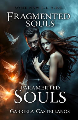 A captivating book cover featuring a dark male figure with blue eyes, representing the 'Man of Evil', standing alongside a woman with flowing brown hair, embodying 'Light'