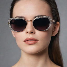 Close-up editorial photograph of 90s inspired sunglasses, boasting intricate details