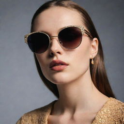 Close-up editorial photograph of 90s inspired sunglasses, boasting intricate details