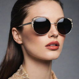 Close-up editorial photograph of 90s inspired sunglasses, boasting intricate details