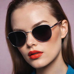 An intense close-up photograph showcasing 90s inspired sunglasses