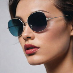 An intense close-up photograph showcasing 90s inspired sunglasses