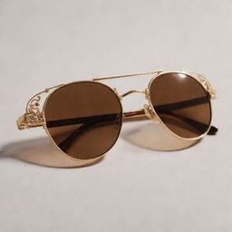 A close-up photograph of retro 90s inspired sunglasses, displaying intricate details