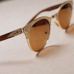 A close-up photograph of retro 90s inspired sunglasses, displaying intricate details