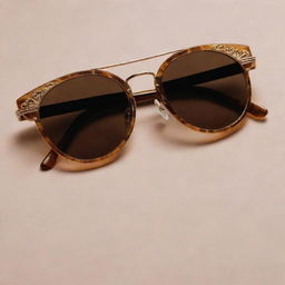 A close-up photograph of retro 90s inspired sunglasses, displaying intricate details