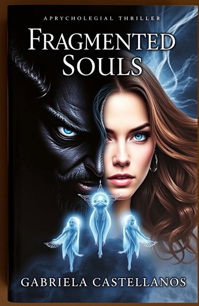 A captivating book cover featuring a demonic man embodying the essence of evil darkness with piercing blue eyes