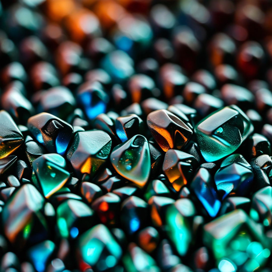 Close-up photograph of intricate sea glass artwork with perfect composition and lighting.